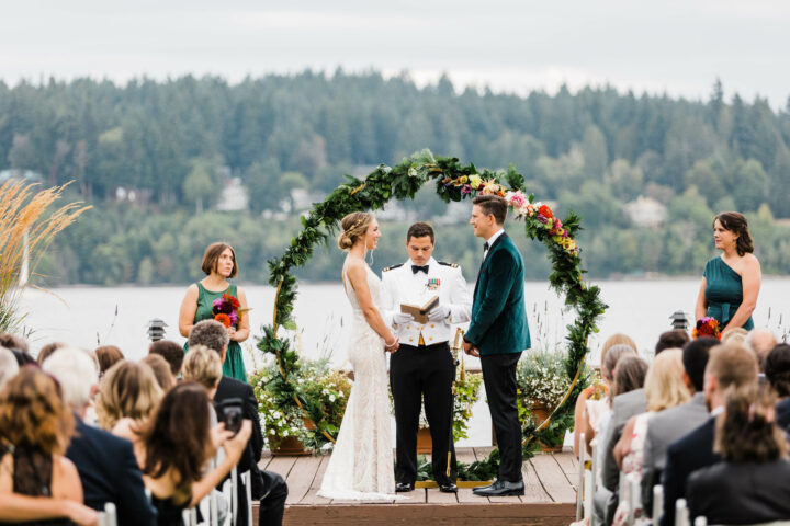 Music masters DJs a wedding at Kiana Lodge in Poulsbo